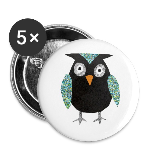 Collage mosaic owl - Buttons large 2.2''/56 mm (5-pack)