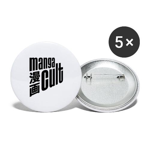Manga Cult Logo Schwarz - Buttons groß 56 mm (5er Pack)