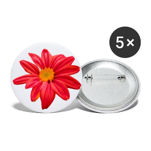 Blüte Blume rot blühend blumig floral Blumenmuster - Buttons groß 56 mm (5er Pack)