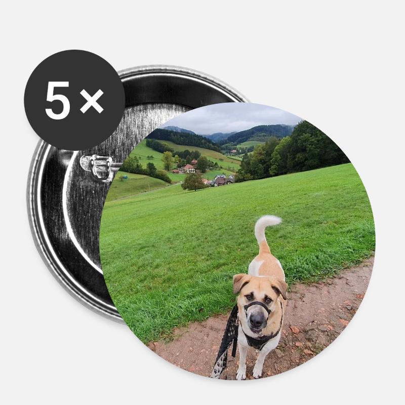 Awesome view with dog - Buttons large 2.2''/56 mm (5-pack) - white