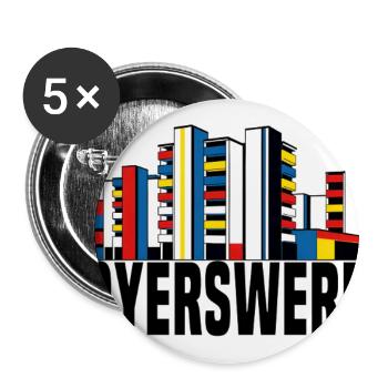 Hoyerswerda Plattenbau - Buttons groß 56 mm (5er Pack) - Weiß - Vorne