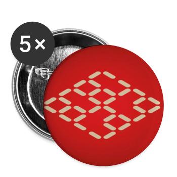 Beiges Diamanten-Raster Muster - Buttons groß 56 mm (5er Pack) - Weiß - Vorne