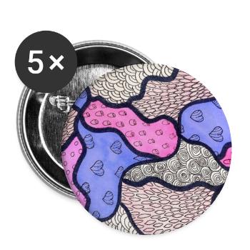 Rosa und lila Mosaik - Buttons groß 56 mm (5er Pack) - Weiß - Vorne