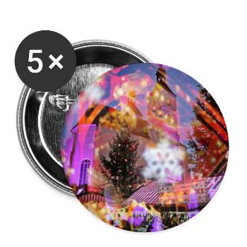 Weihnachtsmarkt Impression, Frohe Weihnachten - Buttons groß 56 mm (5er Pack) - Weiß - Vorne
