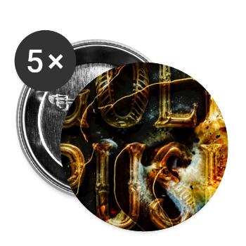 Logo dangereux doré avec flammes - Lot de 5 grands badges (56 mm) - blanc - Devant