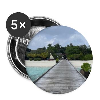 Tropischer Pier am türkis Meer Kudafushi Malediven - Buttons groß 56 mm (5er Pack) - Weiß - Vorne