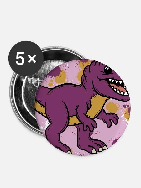 Allosaurus Dino - Buttons groß 56 mm (5er Pack) - Weiß