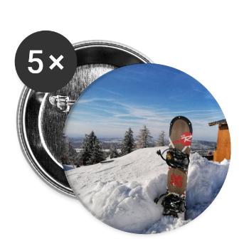 Snowboarding on a sunny slope - Buttons large 2.2''/56 mm (5-pack) - white - Front