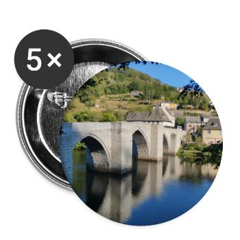 Wilder See & Schloss – Naturlandschaft Frankreich - Buttons groß 56 mm (5er Pack) - Weiß - Vorne