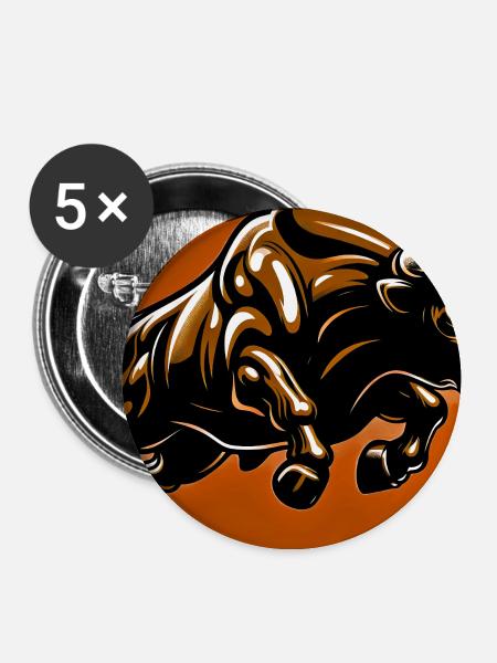Stier - Buttons groß 56 mm (5er Pack) - Weiß