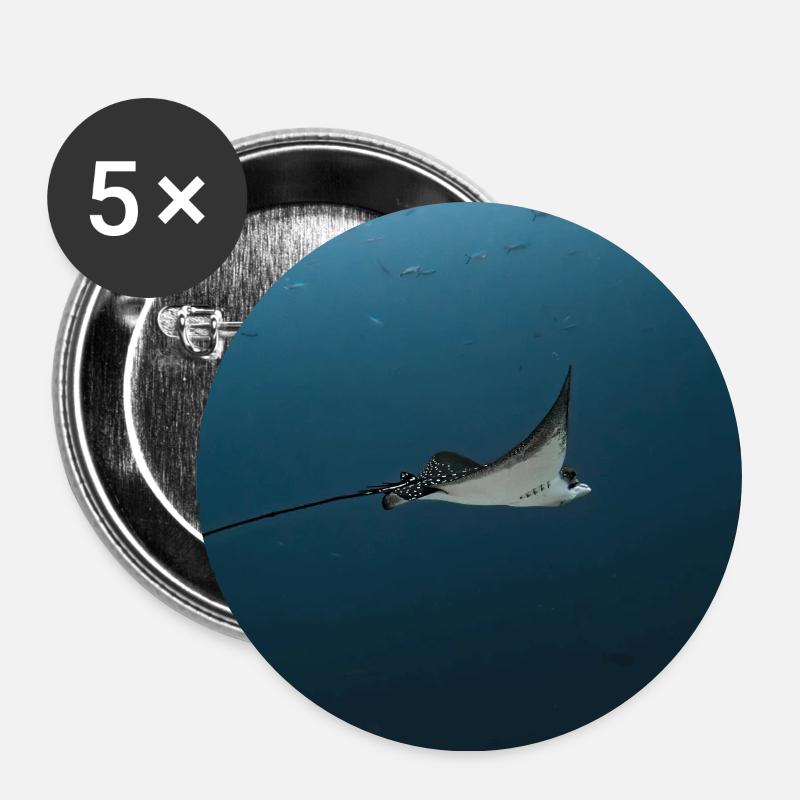 Manta Glide Over Ocean Abyss - Buttons large 2.2''/56 mm (5-pack) - white