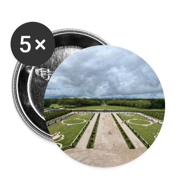 Jardin français du Château de Chambord - Lot de 5 grands badges (56 mm) - blanc - Devant