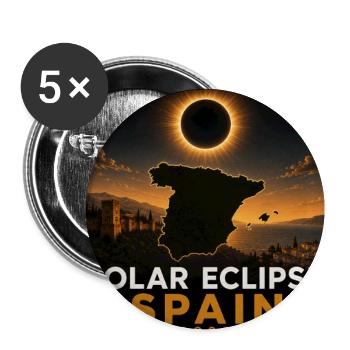 Solar Eclipse Spain 2026 - Buttons groß 56 mm (5er Pack) - Weiß - Vorne