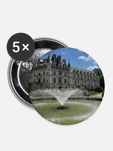 Burg von Chenonceau - Buttons groß 56 mm (5er Pack) - Weiß