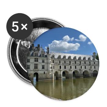 Burg von Chenonceau - Buttons groß 56 mm (5er Pack) - Weiß - Vorne
