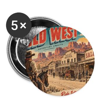Grüße von der Wildwest-Retro-Postkarte - Buttons groß 56 mm (5er Pack) - Weiß - Vorne