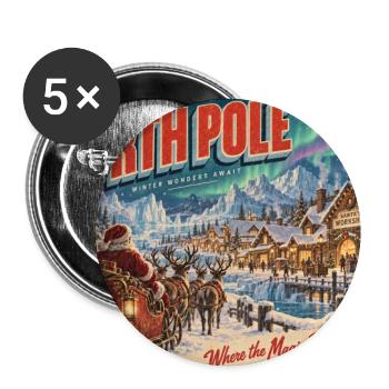 Grüße vom Nordpol Retro-Postkarte - Buttons groß 56 mm (5er Pack) - Weiß - Vorne