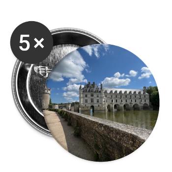 Burg von Chenonceau - Buttons groß 56 mm (5er Pack) - Weiß - Vorne
