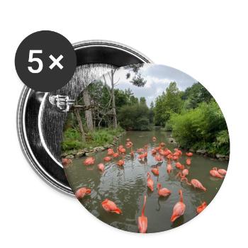 Flamingos im Sumpf - Buttons groß 56 mm (5er Pack) - Weiß - Vorne