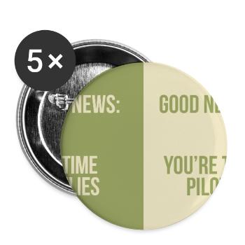 Bad News Good News – Time Flies - Buttons groß 56 mm (5er Pack) - Weiß - Vorne