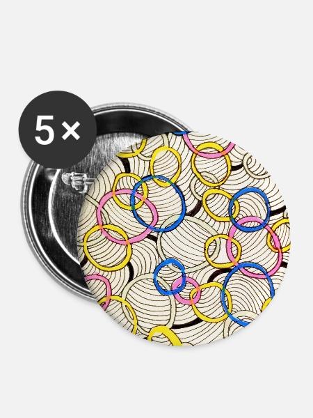 Verschlungener Farbkreis - Buttons groß 56 mm (5er Pack) - Weiß