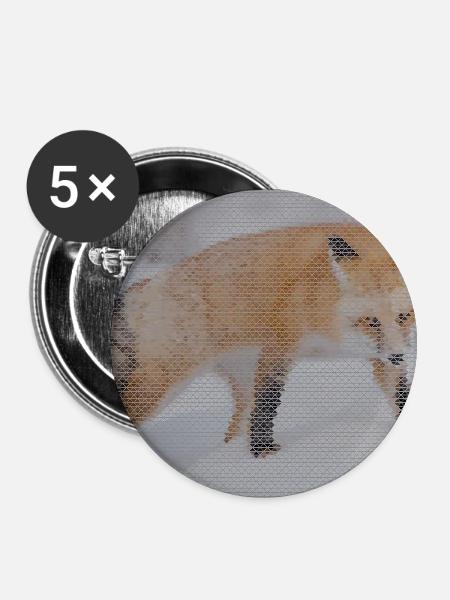Geometrischer Fuchs - Buttons groß 56 mm (5er Pack) - Weiß