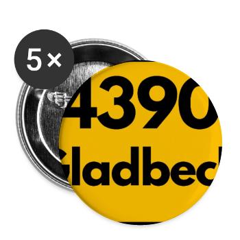 ALTE POSTLEITZAHL PLZ RETRO  4390 GLADBECK – NRW - Buttons groß 56 mm (5er Pack) - Weiß - Vorne