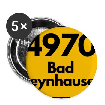 ALTE POSTLEITZAHL PLZ RETRO 4970 BAD OYENHAUSEN - Buttons groß 56 mm (5er Pack) - Weiß - Vorne