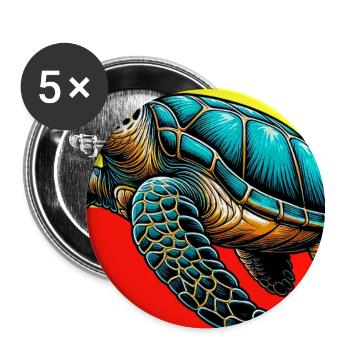 tortue - Lot de 5 grands badges (56 mm) - blanc - Devant