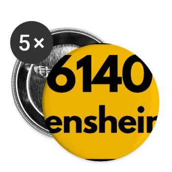 ALTE POSTLEITZAHL PLZ RETRO 6140 BENSHEIM HEIMAT - Buttons groß 56 mm (5er Pack) - Weiß - Vorne