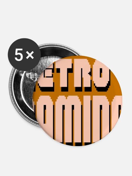 Retro-Gaming-Pixelkunst - Buttons groß 56 mm (5er Pack) - Weiß