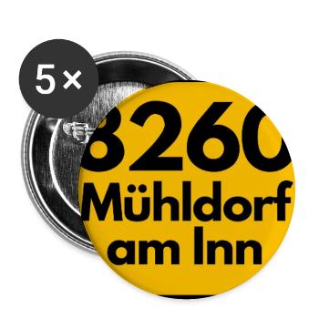 ALTE POSTLEITZAHL PLZ RETRO 8260 MÜHLDORF AM INN  - Buttons groß 56 mm (5er Pack) - Weiß - Vorne