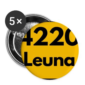 ALTE POSTLEITZAHL PLZ 4220 LEUNA HEIMATSTOLZ 06237 - Buttons groß 56 mm (5er Pack) - Weiß - Vorne