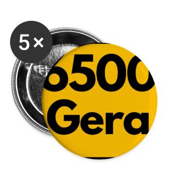 Alte Postleitzahl 6500 Gera, Thüringen, PLZ - Buttons groß 56 mm (5er Pack) - Weiß - Vorne