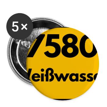 ALTE POSTLEITZAHL PLZ RETRO 7580 WEISSWASSER - Buttons groß 56 mm (5er Pack) - Weiß - Vorne