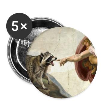 raccoon beating god's hand raccoon meme - Buttons large 2.2''/56 mm (5-pack) - white - Front