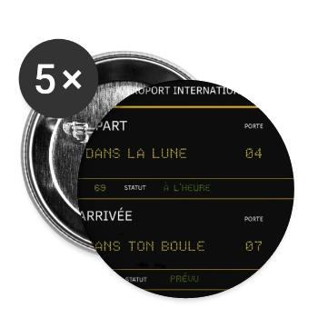 Fantasievolles und ungewöhnliches Flugdiagramm - Buttons groß 56 mm (5er Pack) - Weiß - Vorne