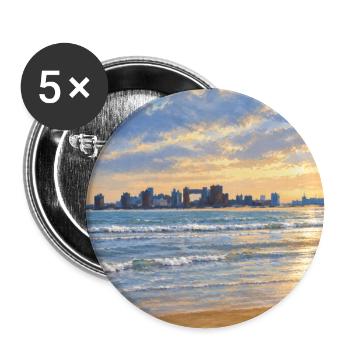 Sonnenuntergang an der Stadtbucht - Buttons groß 56 mm (5er Pack) - Weiß - Vorne