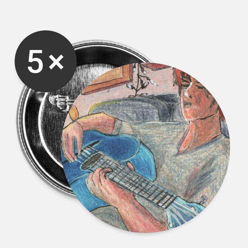 Blue Guitar - Buttons large 2.2''/56 mm (5-pack) - white
