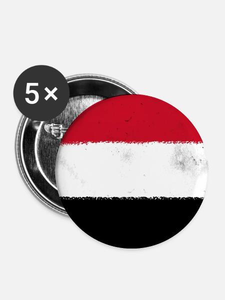 Flagge des Jemen - Buttons groß 56 mm (5er Pack) - Weiß