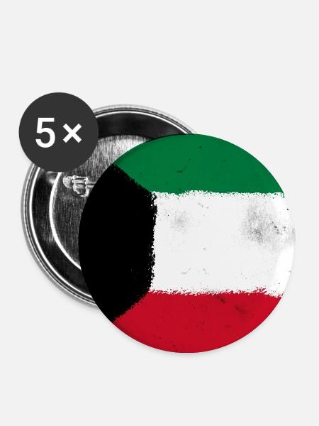 Flagge von Kuwait - Buttons groß 56 mm (5er Pack) - Weiß