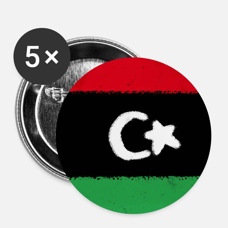 Flag of Libya - Buttons large 2.2''/56 mm (5-pack) - white