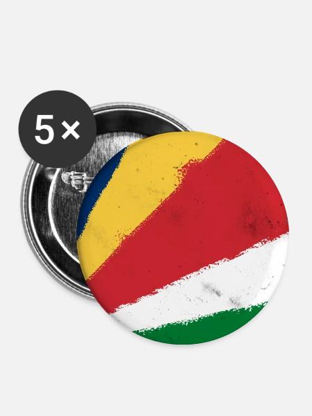 Flagge der Seychellen - Buttons groß 56 mm (5er Pack) - Weiß