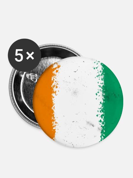 Flagge von Côte d'Ivoire - Buttons groß 56 mm (5er Pack) - Weiß