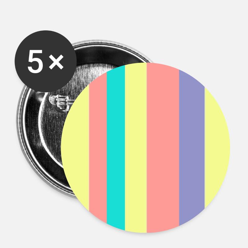 Pastel striped color mix - Buttons large 2.2''/56 mm (5-pack) - white