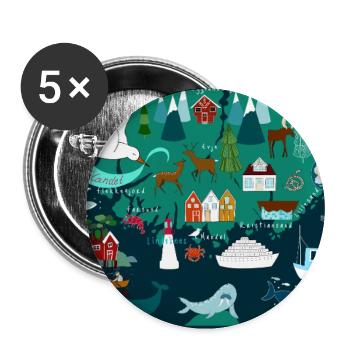 Southern Norway Souvenir - Buttons large 2.2''/56 mm (5-pack) - white - Front