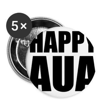 Happy AUA Typography Design - Buttons large 2.2''/56 mm (5-pack) - white - Front