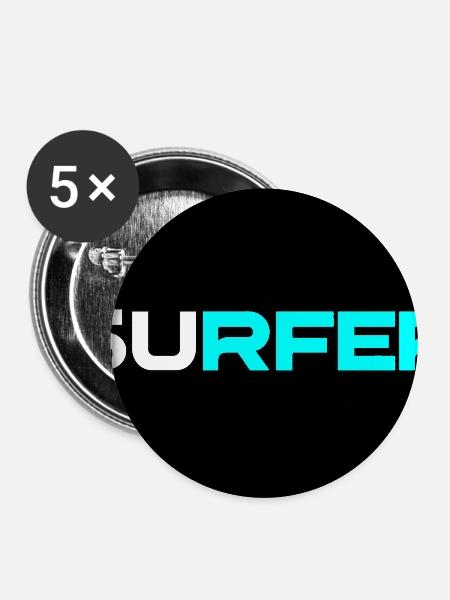 Surfer Neon Text-Logo - Buttons groß 56 mm (5er Pack) - Weiß