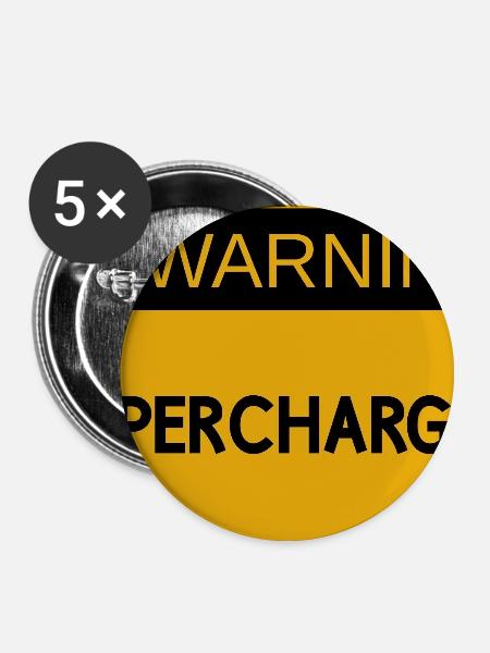 USDM-Aufkleber – SUPERCHARGED - Buttons groß 56 mm (5er Pack) - Weiß