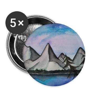 Nuit au clair de lune au bord du lac tranquille - Lot de 5 grands badges (56 mm) - blanc - Devant